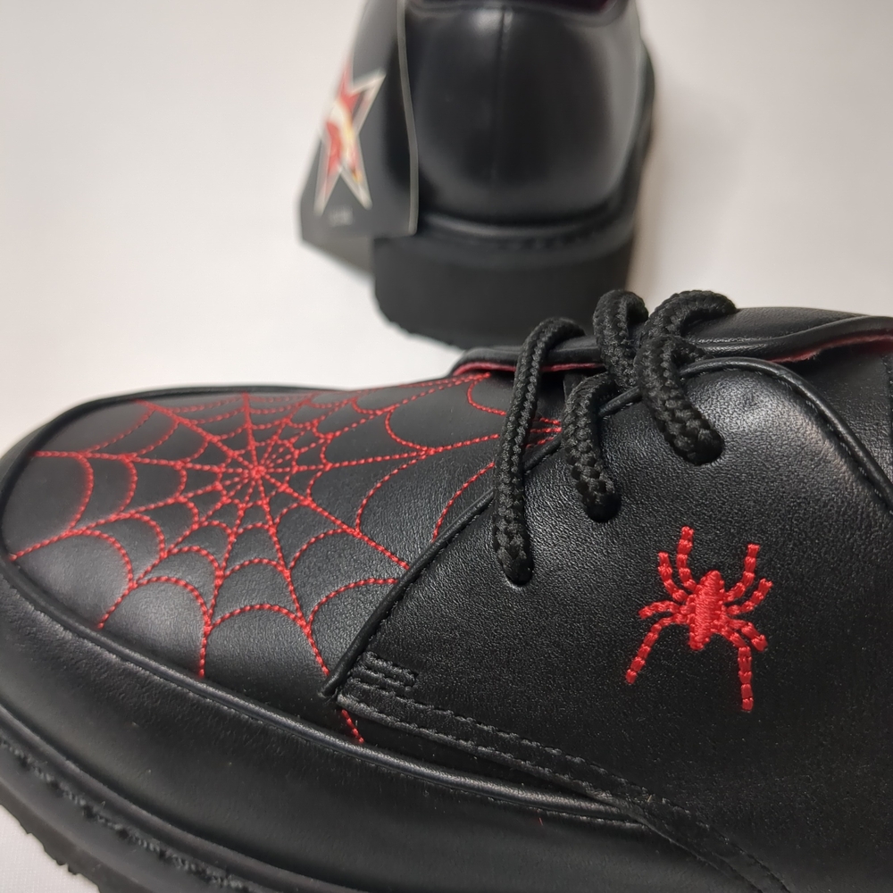 🕸️Rare Vintage Kids Black Leather Dress Shoes US 4 Retro Goth - Picture 3 of 11